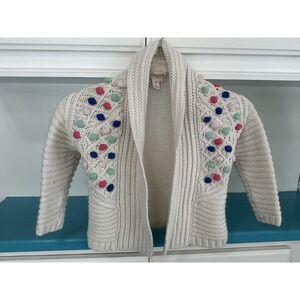 White Cat & Jack Cardigan Sweater Size 4T Cream Ribbed Knit Popcorn Shawl Collar